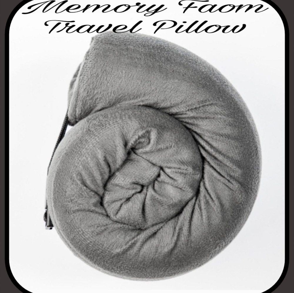 Travel Memory foam  Bolster~26-1/2" L Unfolded~Plush Unisex Travel Pillow~NEW